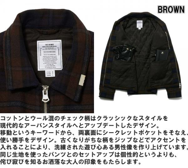 CRIMIE LEX WOOL CHECK ZIP JACKET BLACK/BROWN(クライミー・レックス ...