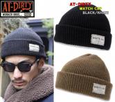 AT-DIRTY WATCH CAP  BLACK/KHAKIアットダーティ・ウォッチキャップ・ブラック/カーキ)