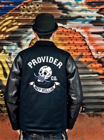 Provider KEEP ROLLING Skull Varsity stadium Jacket Leather