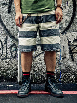 【SALE 30%OFF】Provider Prisoner Shorts BLACK×WHITE(プロバイダー・プリズナーショーツ・ブラック×ホワイト)